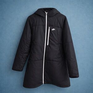 Nike Therma-FIT Men’s Long Hooded Puffer Parka – Black – Size L